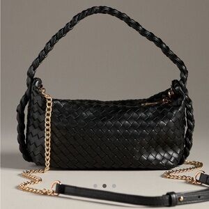 Anthropologie Melie Bianco Black Woven Leather Bag - As Is